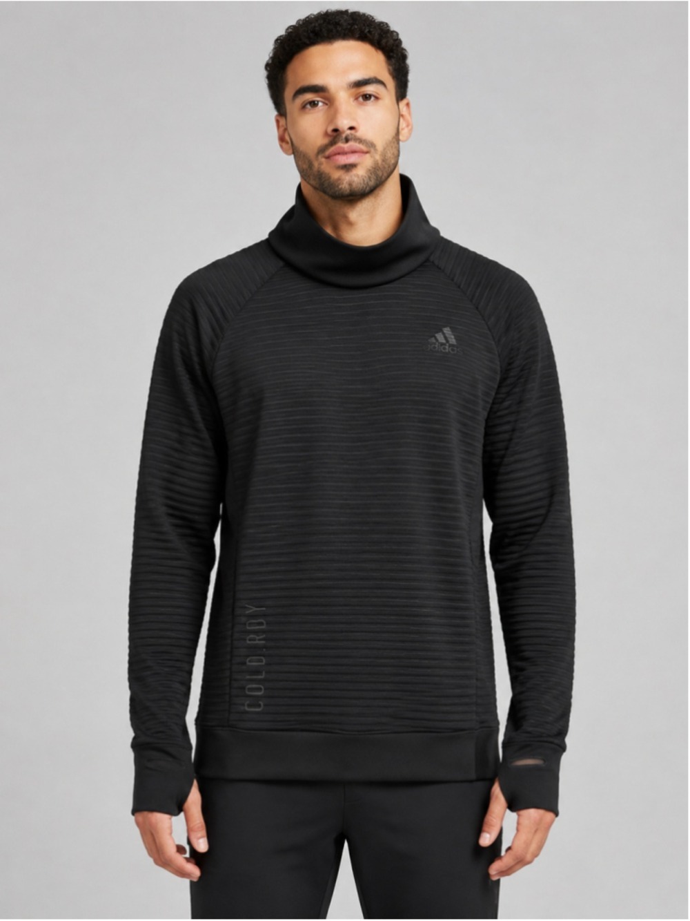Adidas COLD.RDY Men’s Large Black Ribbed Cowl Neck Athletic Pullover NWOT